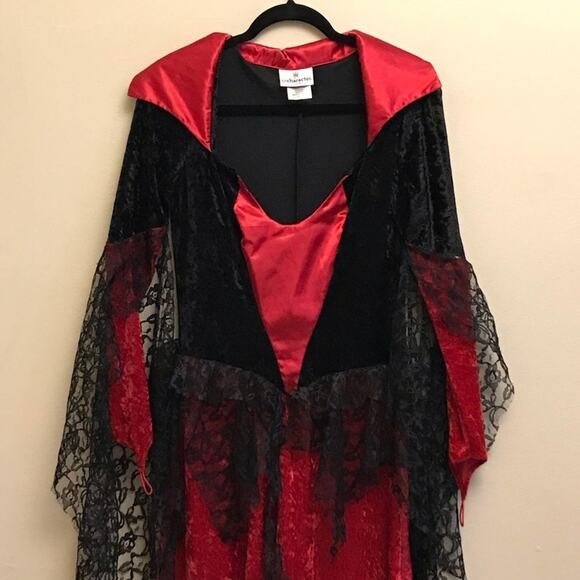 Incharacter Costumes L vampire queen red black maxi dress velvet Dress Only - Picture 3 of 13